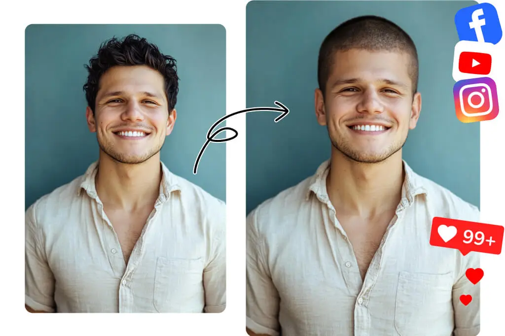 Buzz Cut AI - Social media optimized sharing for your new hairstyle