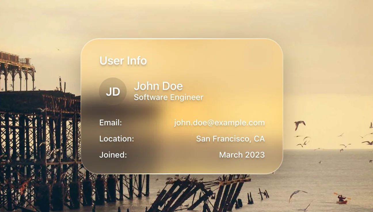Liquid Glass Vue Card Components - Glass Effect Examples